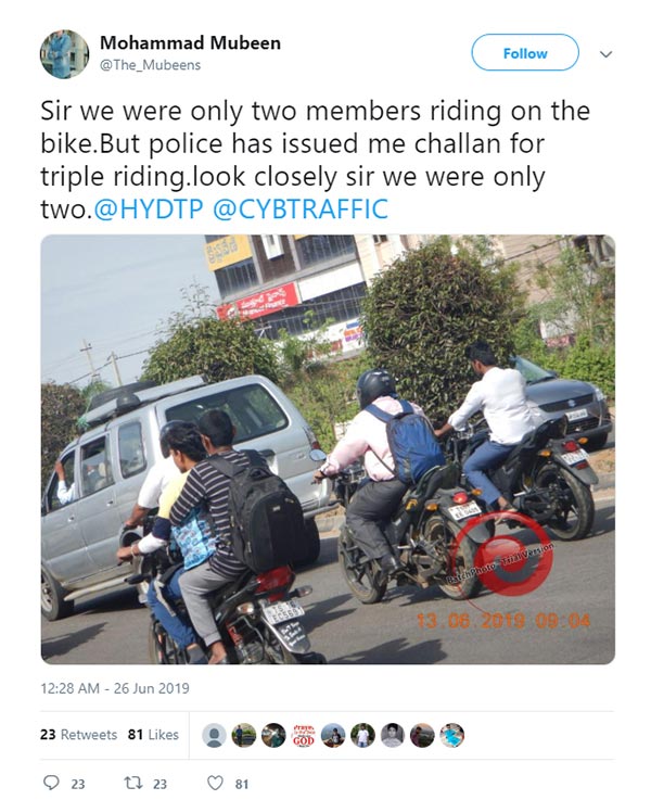 பைக்கரின் டுவிட்டிற்கு சாமார்த்தியமாக பதிலளித்த போலீஸ்... டுவிட்டரில் வைரலாகும் பதிவு...!