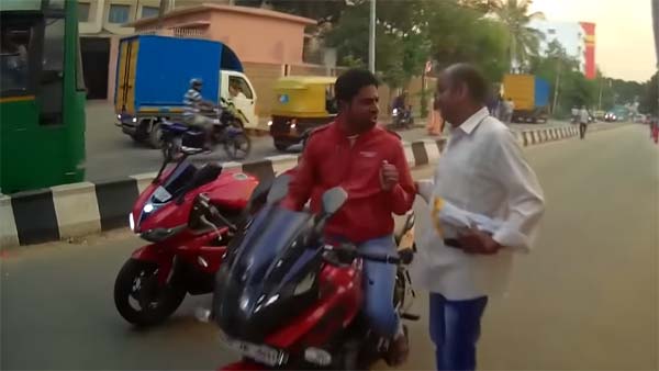 தெரிந்தே விபத்தை ஏற்படுத்த முயன்ற அரசு பஸ் டிரைவருக்கு தக்க பாடம் புகட்டிய வாலிபர்... வைரல் வீடியோ