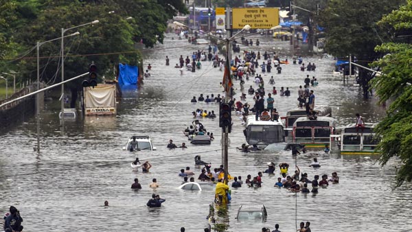 பெருக்கெடுத்த வெள்ளம்: ஒன்று திரண்டு மேம்பாலத்தில் காரை நிறுத்திய மக்கள்: எதற்கு தெரியுமா...?