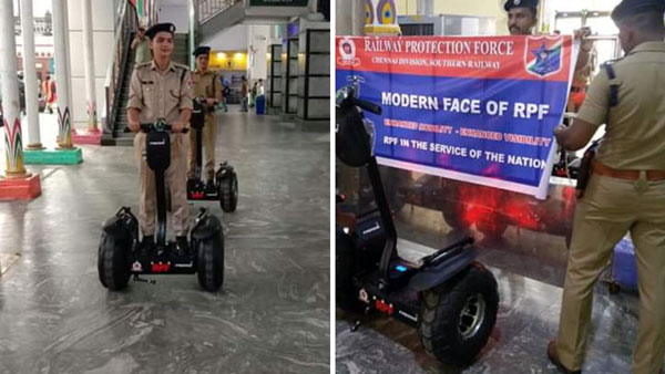 சென்னை சென்ட்ரல் ரயில் நிலையத்தில் போலீசார் செக்வே ஸ்கூட்டரில் ரோந்து!