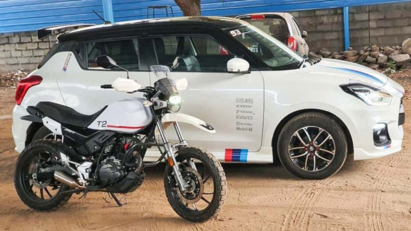 பிஎம்டபிள்யூ எம் கார்களின் ஸ்டிக்கருடன் மாடிஃபைடு மாருதி ஸ்விஃப்ட்... மொத்தம் இவ்வளவு தான் செலவானதா?