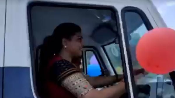 அவசரமாக போக வேண்டிய ஆம்புலன்ஸை எடுத்து ஜாலியாக ஓட்டிய ரோஜா... வீடியோ எடுக்க சொல்லி அலப்பறை...