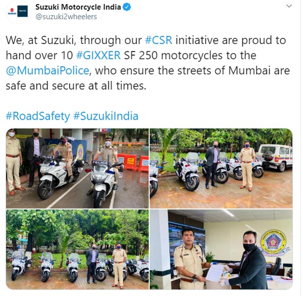 மும்பை போலீசாரின் ரோந்து பணியில் இணைந்த சுசுகி ஜிக்ஸெர் 250- இனி பைக் ரேஸர்களின் கதி அவ்வளவுதான் போல