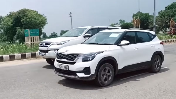 கியா செல்டோஸ் - டொயோட்டா பார்ச்சூனர் இடையே ரேஸ்... வெற்றி பெற்றது எந்த கார்னு தெரிஞ்சா அசந்திருவீங்க