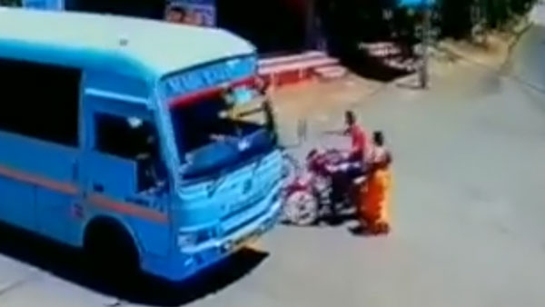 பஸ் டிரைவரின் திறமையால் மறு ஜென்மம் எடுத்த 2 பேர்... வீடியோ பார்த்ததும் ஒடம்பெல்லாம் ஆடிப்போயிருச்சு