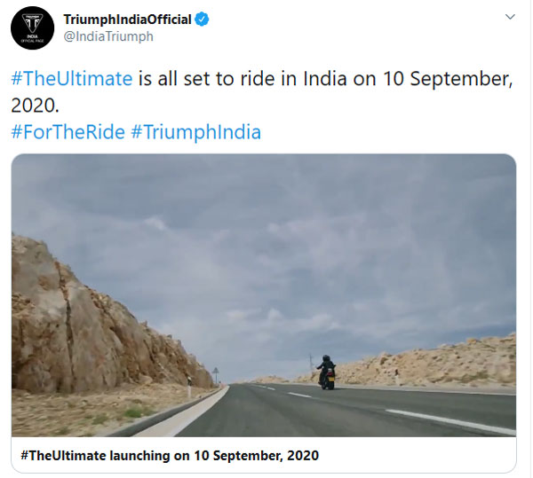 அடுத்த வாரத்தில் அறிமுகமாகிறது ட்ரையம்பின் புதிய தயாரிப்பு... ராக்கெட் 3 ஜிடி...