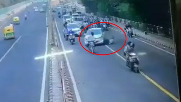 காரின் பானெட் மீது விழுந்த காவலர்... அப்படியே ஓட்டி சென்ற டிரைவர்... அடி வயிற்றை கலங்க வைத்த வீடியோ