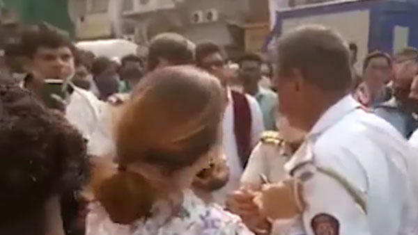 கோபத்தில் இளம்பெண் செய்த காரியம்... அரண்டுபோன போலீஸ்... இணையத்தில் வைரலாகும் வீடியோ..!