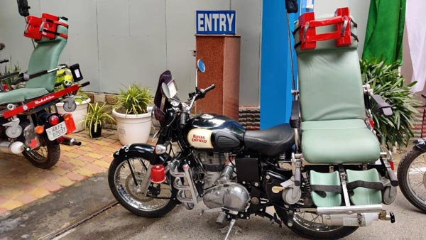 பாதுகாப்பு படை வீரர்களுக்காக களமிறங்கிய ராயல் என்பீல்டு பைக் ஆம்புலன்ஸ்கள்... உருவாக்கியது யார்னு தெரியுமா?