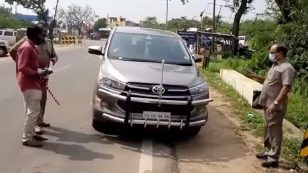 போலீஸார்களே இப்படி செய்யலாமா? இசுஸு வாகனத்தை வாங்கி, சர்ச்சையில் சிக்கிய கர்நாடக போலீஸார்!!