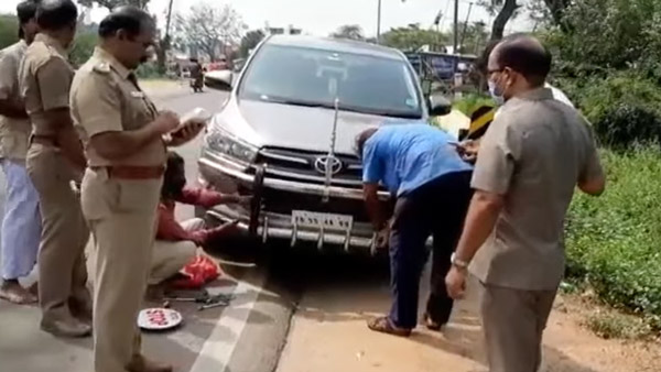 போலீஸார்களே இப்படி செய்யலாமா? இசுஸு வாகனத்தை வாங்கி, சர்ச்சையில் சிக்கிய கர்நாடக போலீஸார்!!