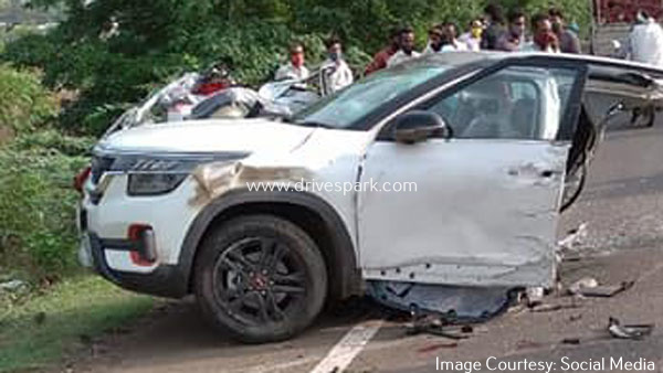அதிவேகத்தால் பயங்கர விபத்து... இரண்டாக உடைந்த கியா செல்டோஸ் கார்!