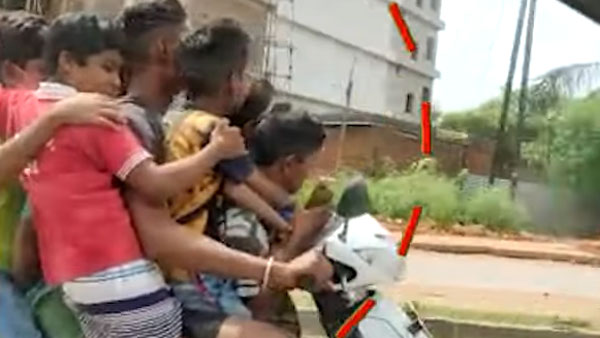ஒரே ஸ்கூட்டரில் 7 பேர், அத்தனை பேரும் சிறுவர்கள்!! உரிமையாளரை கொத்தாக தூக்கிய போலீஸார்