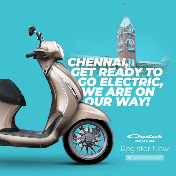 இப்போது சென்னை வாசிகளும் Bajaj Chetak இ-ஸ்கூட்டரை புக் செய்யலாம்... ரொம்ப நாள் காத்திருப்பிற்கு முற்று புள்ளி!!