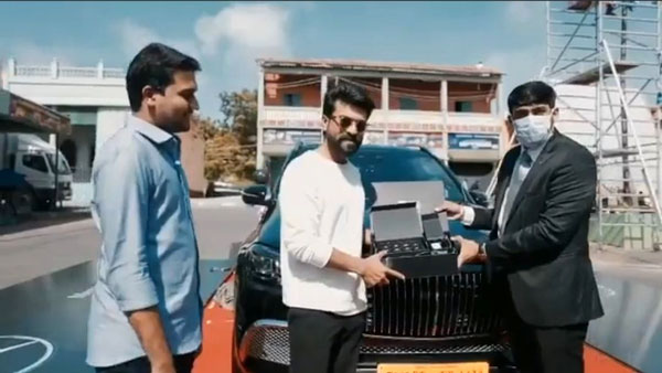 பிரபல நடிகையை அடுத்து மிக மிக விலையுயர்ந்த பென்ஸ் காரை வீட்டுக்கு ஓட்டி வந்த ராம் சரண்... விலைய கேட்டு தலை கிருகிருனு ஆகுது!