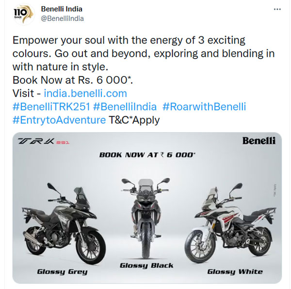 Benelli-இன் மலிவு விலை அட்வென்சர் பைக்கிற்கு இந்தியாவில் புக்கிங் தொடக்கம்... ரூ. 6 ஆயிரம் மட்டும் போதும்!