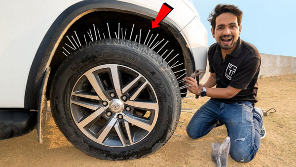 டயரில் 40 ஆணிகளுடன் ஃபார்ச்சூனர் காரை இயக்கி பார்த்த இளைஞர்!! கடைசியில் எல்லாருக்கும் செம்ம ‘பல்ப்’
