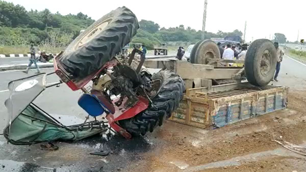 திருப்பதியில் அரங்கேறிய விசித்திர விபத்து நிகழ்வு.. கார் மோதியதில் இரண்டாக பிளந்த டிராக்டர்!