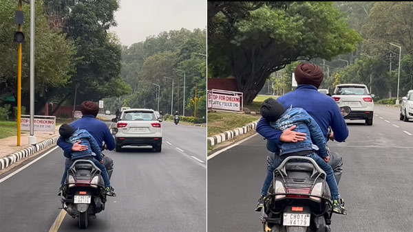 தெய்வங்கள் எல்லாம் தோற்றே போகும்... ஸ்கூட்டரில் தூங்கும் மகனை பாதுகாக்க தந்தை செய்த காரியம்... வைரல் வீடியோ! தெய்வங்கள் எல்லாம் தோற்றே போகும்... ஸ்கூட்டரில் தூங்கும் மகனை பாதுகாக்க தந்தை செய்த காரியம்... வைரல் வீடியோ!